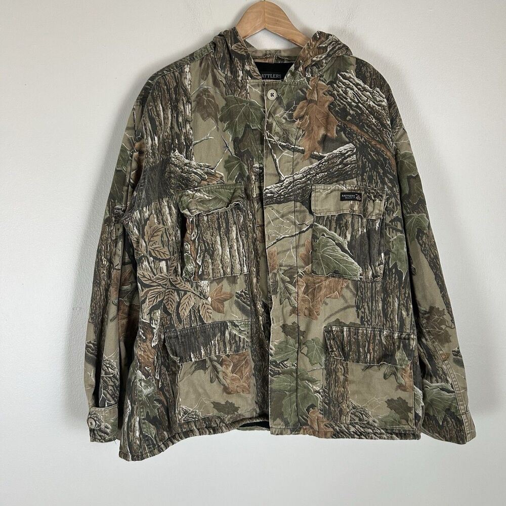 vintage Rattlers Brand button down hunting shirt jacket Men’s Large Fleece Lined